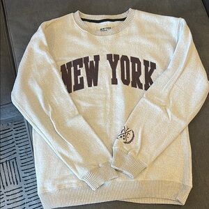 New York Graphic Sweatshirt in Cream and Brown
